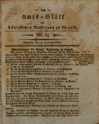 Amts-Blatt der Preußischen Regierung zu Liegnitz Samstag 29. September 1832