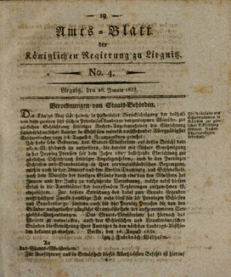 Amts-Blatt der Preußischen Regierung zu Liegnitz Samstag 26. Januar 1833