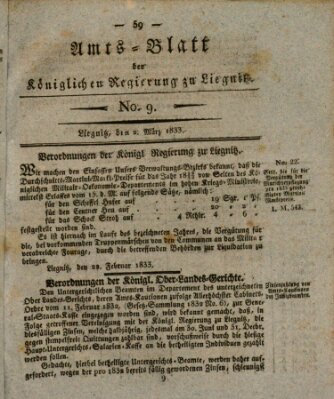 Amts-Blatt der Preußischen Regierung zu Liegnitz Samstag 2. März 1833