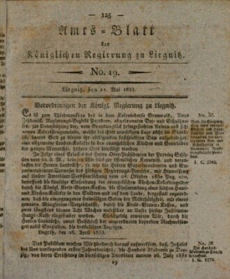 Amts-Blatt der Preußischen Regierung zu Liegnitz Samstag 11. Mai 1833