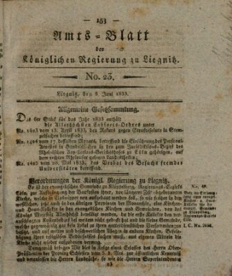 Amts-Blatt der Preußischen Regierung zu Liegnitz Samstag 8. Juni 1833