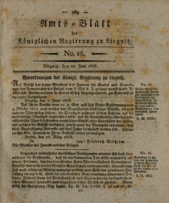 Amts-Blatt der Preußischen Regierung zu Liegnitz Samstag 29. Juni 1833