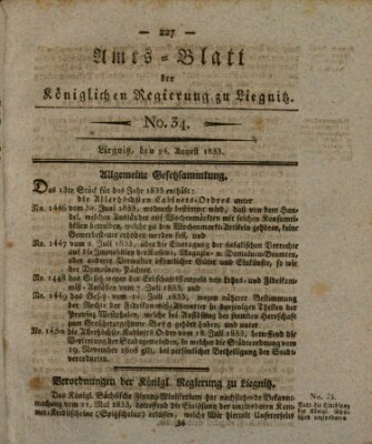 Amts-Blatt der Preußischen Regierung zu Liegnitz Samstag 24. August 1833