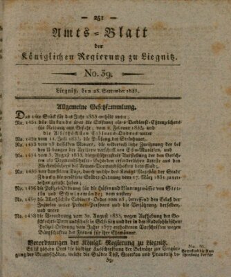 Amts-Blatt der Preußischen Regierung zu Liegnitz Samstag 28. September 1833