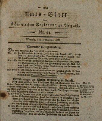 Amts-Blatt der Preußischen Regierung zu Liegnitz Samstag 2. November 1833