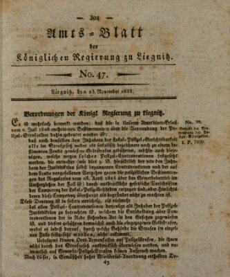 Amts-Blatt der Preußischen Regierung zu Liegnitz Samstag 23. November 1833