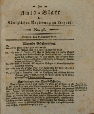 Amts-Blatt der Preußischen Regierung zu Liegnitz Samstag 30. November 1833