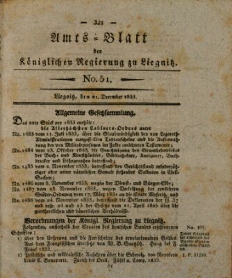 Amts-Blatt der Preußischen Regierung zu Liegnitz Samstag 21. Dezember 1833