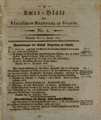 Amts-Blatt der Preußischen Regierung zu Liegnitz Samstag 11. Januar 1834