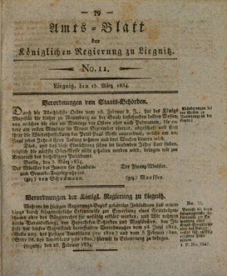 Amts-Blatt der Preußischen Regierung zu Liegnitz Samstag 15. März 1834