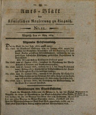 Amts-Blatt der Preußischen Regierung zu Liegnitz Samstag 22. März 1834