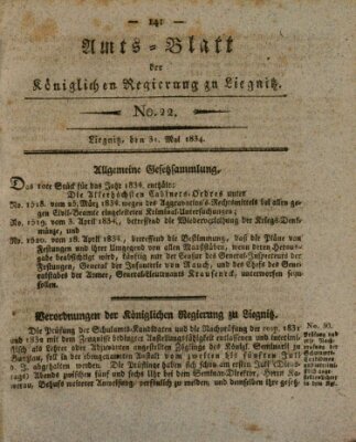 Amts-Blatt der Preußischen Regierung zu Liegnitz Samstag 31. Mai 1834