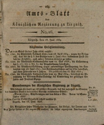 Amts-Blatt der Preußischen Regierung zu Liegnitz Samstag 28. Juni 1834