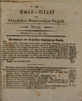 Amts-Blatt der Preußischen Regierung zu Liegnitz Samstag 19. Juli 1834