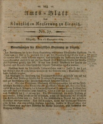 Amts-Blatt der Preußischen Regierung zu Liegnitz Samstag 13. September 1834