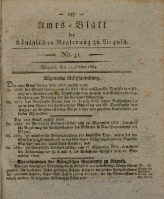 Amts-Blatt der Preußischen Regierung zu Liegnitz Samstag 11. Oktober 1834