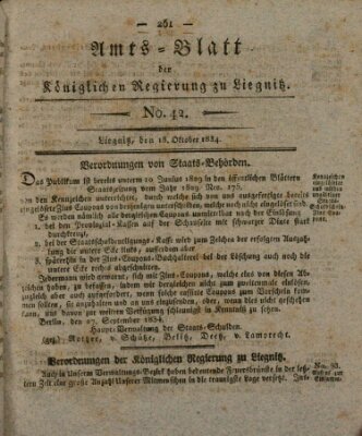 Amts-Blatt der Preußischen Regierung zu Liegnitz Samstag 18. Oktober 1834