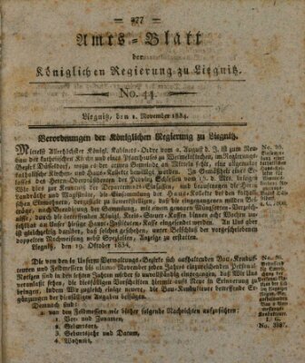 Amts-Blatt der Preußischen Regierung zu Liegnitz Samstag 1. November 1834