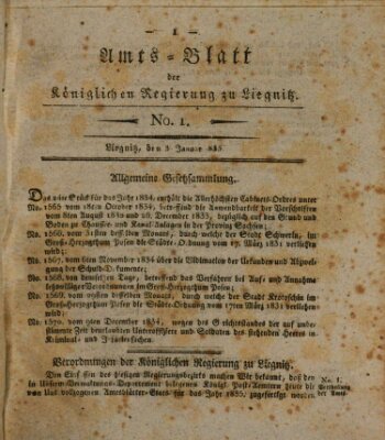 Amts-Blatt der Preußischen Regierung zu Liegnitz Samstag 3. Januar 1835