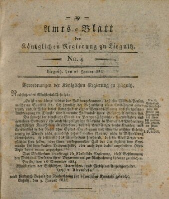 Amts-Blatt der Preußischen Regierung zu Liegnitz Samstag 24. Januar 1835