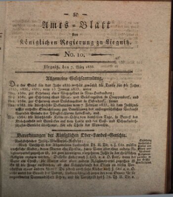 Amts-Blatt der Preußischen Regierung zu Liegnitz Samstag 7. März 1835