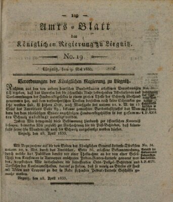 Amts-Blatt der Preußischen Regierung zu Liegnitz Samstag 9. Mai 1835