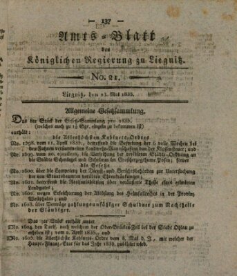 Amts-Blatt der Preußischen Regierung zu Liegnitz Samstag 23. Mai 1835