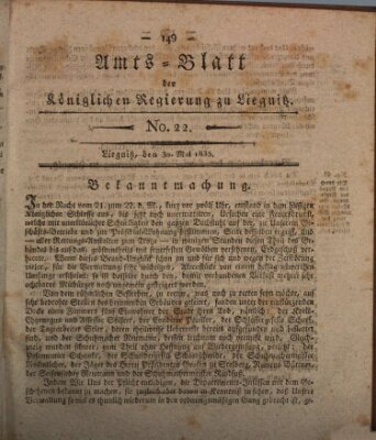 Amts-Blatt der Preußischen Regierung zu Liegnitz Samstag 30. Mai 1835