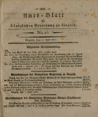 Amts-Blatt der Preußischen Regierung zu Liegnitz Samstag 20. Juni 1835