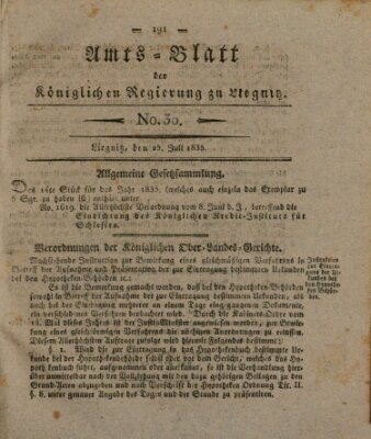 Amts-Blatt der Preußischen Regierung zu Liegnitz Samstag 25. Juli 1835