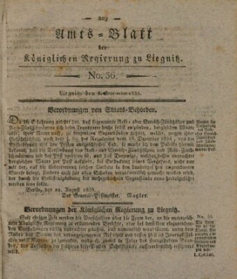 Amts-Blatt der Preußischen Regierung zu Liegnitz Samstag 5. September 1835