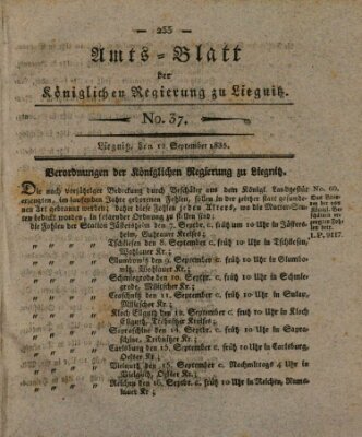 Amts-Blatt der Preußischen Regierung zu Liegnitz Samstag 12. September 1835