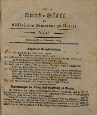 Amts-Blatt der Preußischen Regierung zu Liegnitz Samstag 28. November 1835