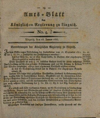 Amts-Blatt der Preußischen Regierung zu Liegnitz Samstag 23. Januar 1836