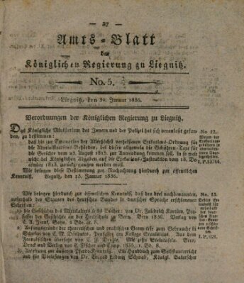 Amts-Blatt der Preußischen Regierung zu Liegnitz Samstag 30. Januar 1836