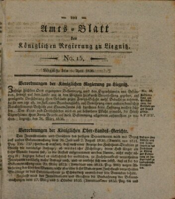 Amts-Blatt der Preußischen Regierung zu Liegnitz Samstag 9. April 1836