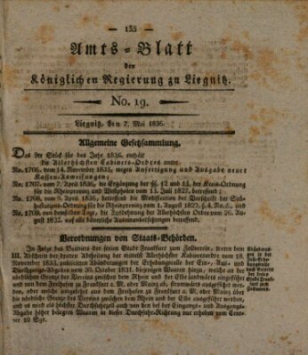 Amts-Blatt der Preußischen Regierung zu Liegnitz Samstag 7. Mai 1836