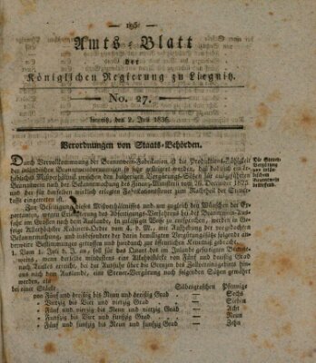 Amts-Blatt der Preußischen Regierung zu Liegnitz Samstag 2. Juli 1836