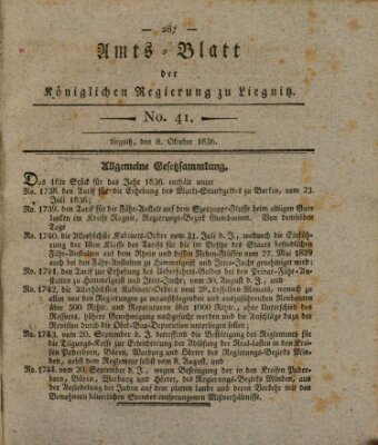 Amts-Blatt der Preußischen Regierung zu Liegnitz Samstag 8. Oktober 1836