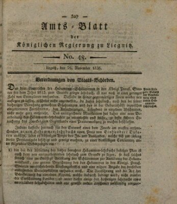 Amts-Blatt der Preußischen Regierung zu Liegnitz Samstag 26. November 1836