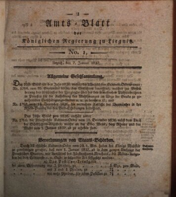 Amts-Blatt der Preußischen Regierung zu Liegnitz Samstag 7. Januar 1837