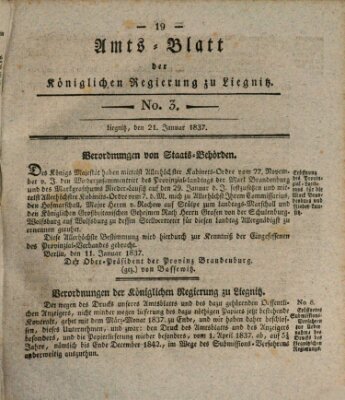 Amts-Blatt der Preußischen Regierung zu Liegnitz Samstag 21. Januar 1837