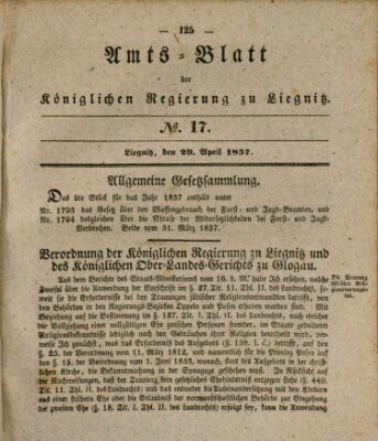 Amts-Blatt der Preußischen Regierung zu Liegnitz Samstag 29. April 1837