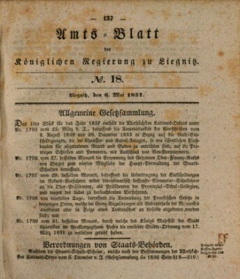 Amts-Blatt der Preußischen Regierung zu Liegnitz Samstag 6. Mai 1837