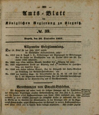 Amts-Blatt der Preußischen Regierung zu Liegnitz Samstag 30. September 1837