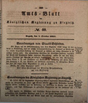 Amts-Blatt der Preußischen Regierung zu Liegnitz Samstag 7. Oktober 1837