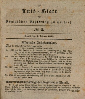 Amts-Blatt der Preußischen Regierung zu Liegnitz Samstag 3. Februar 1838