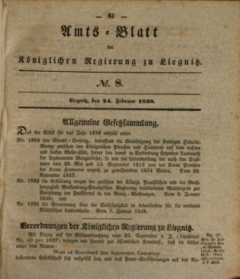 Amts-Blatt der Preußischen Regierung zu Liegnitz Samstag 24. Februar 1838