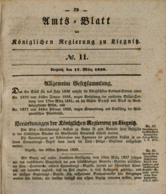 Amts-Blatt der Preußischen Regierung zu Liegnitz Samstag 17. März 1838