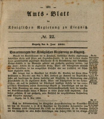 Amts-Blatt der Preußischen Regierung zu Liegnitz Samstag 2. Juni 1838